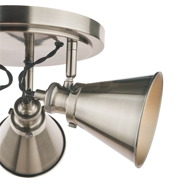 (image for) Laura Ashley Rufus 3 Light Plate Spotlight Industrial Nickel